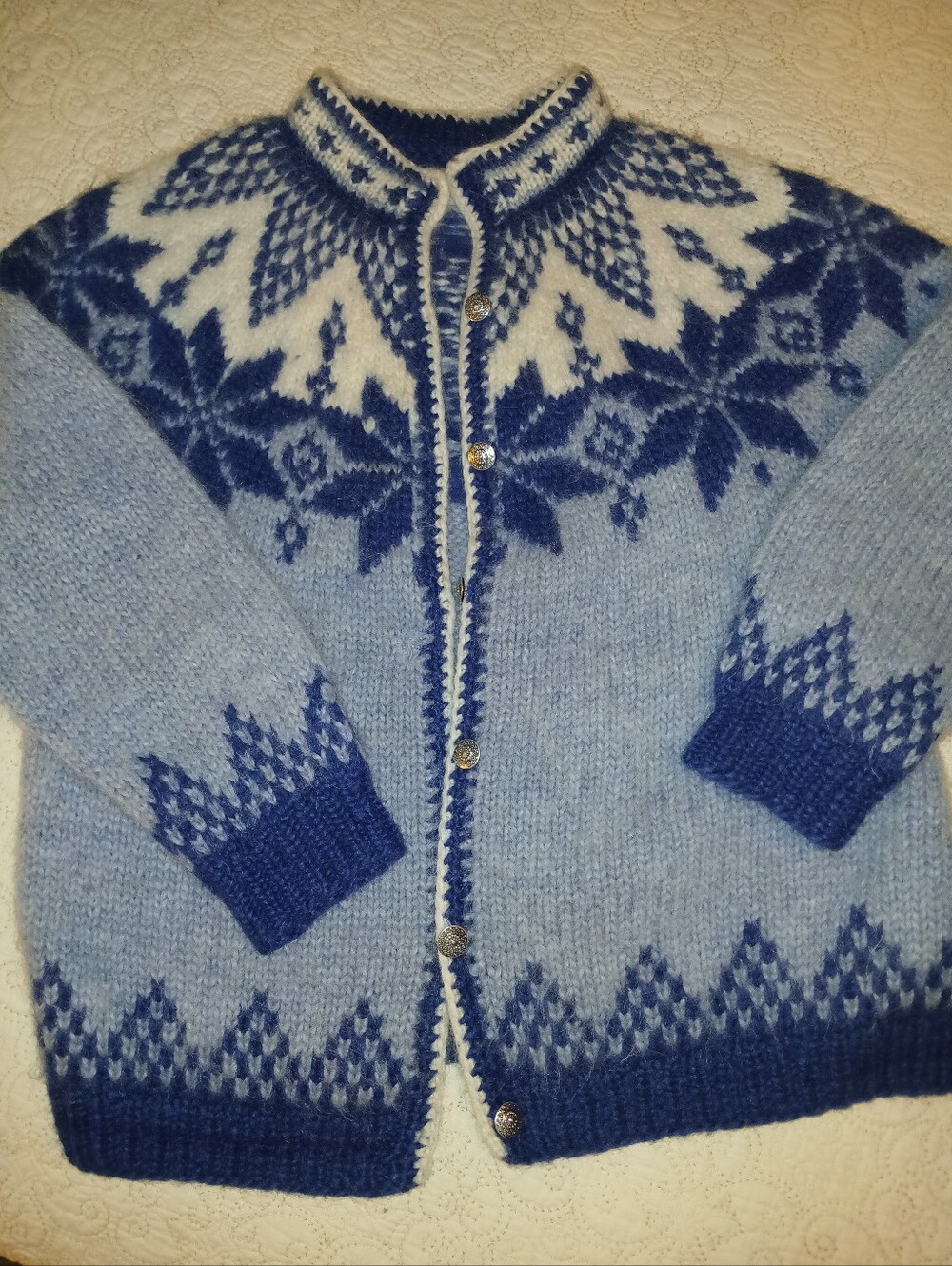 Nordic Blue And White Cardigan